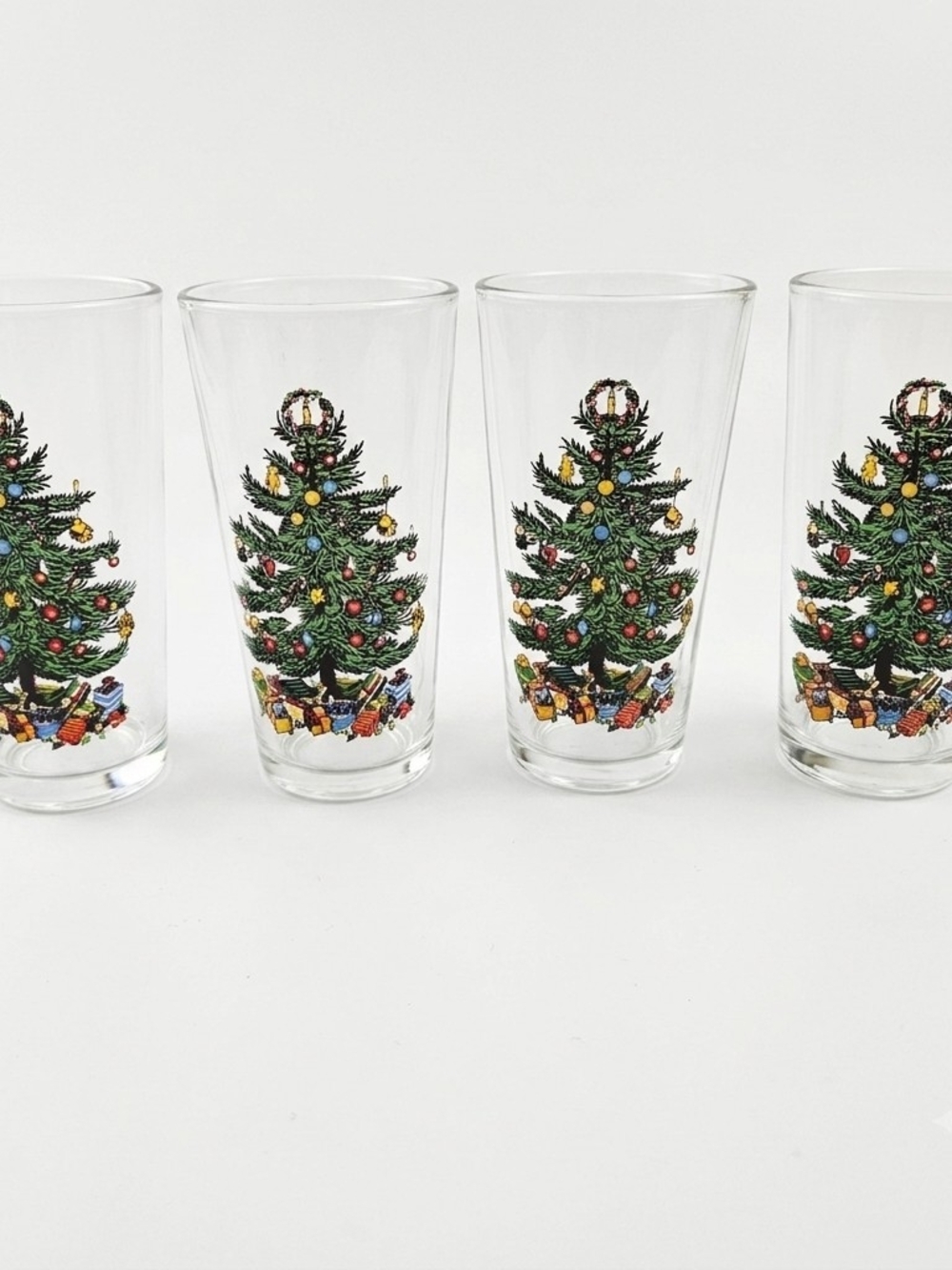 Vintage KIG Indonesia Christmas Tree Holiday Tumblers Set of 4